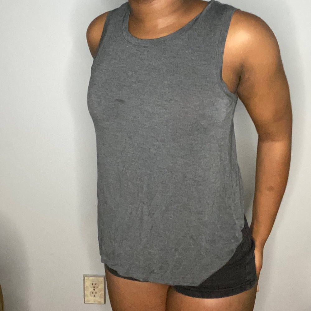 Grey Muscle Tee w/ Slit
